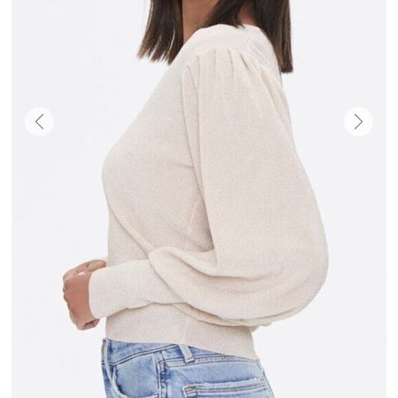 NWT Forever 21 Glitter Knit Balloon Sleeve Sweater - Picture 5 of 12